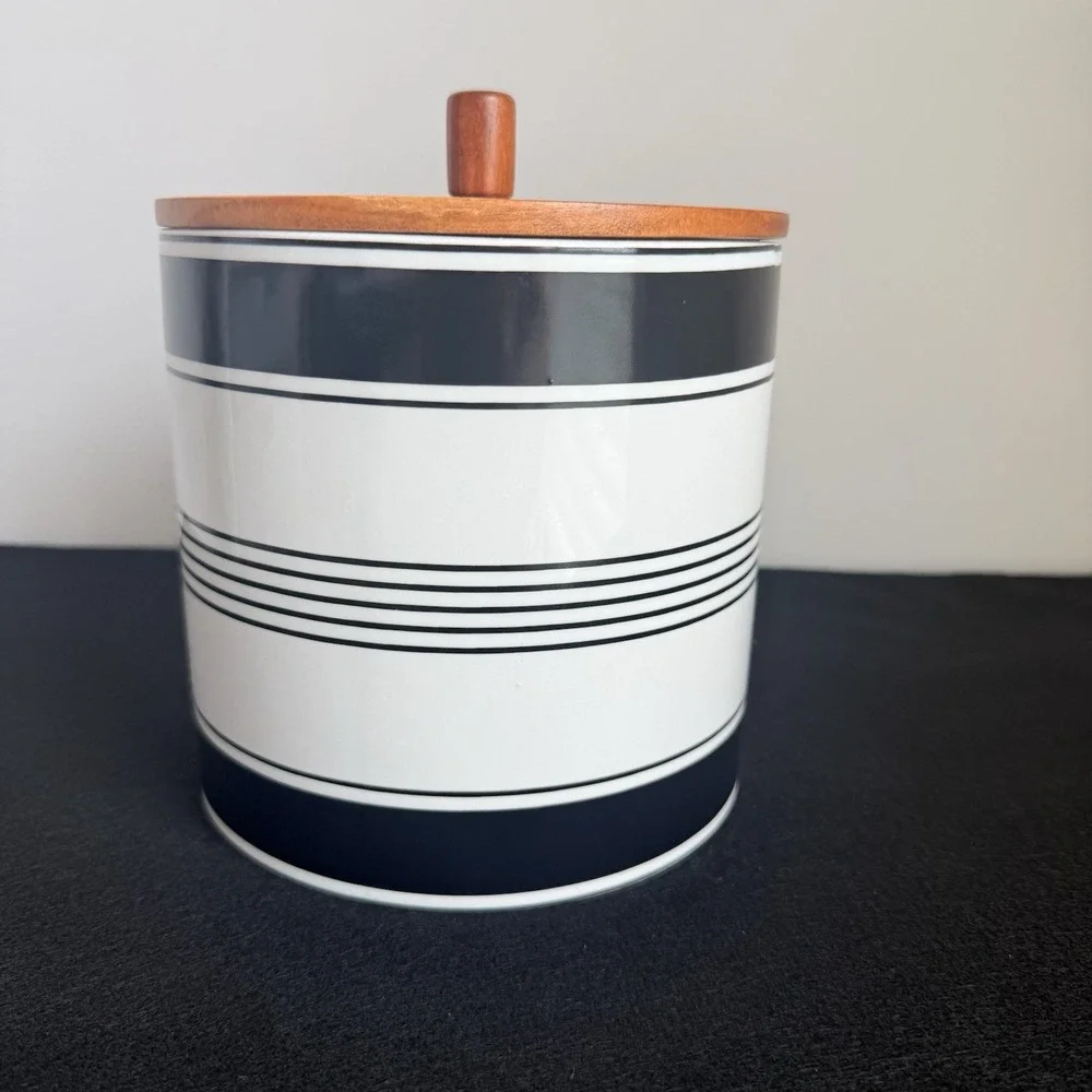 Kate Spade New York Concord Square Lenox Canister Black And White Stripped